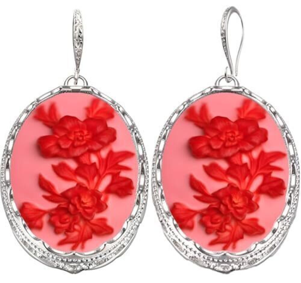 9456 Vintage Style Handmade Cameo Earrings - Lightweight and Trendy